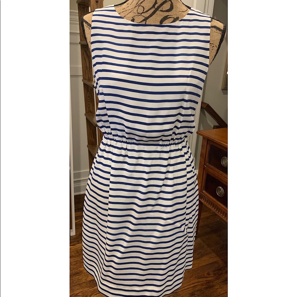J.Crew navy and white stripe silk dress
